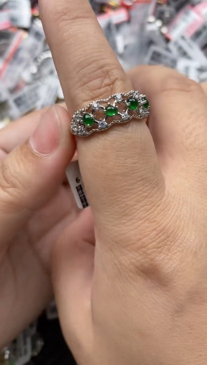 【闪购商品】翡翠戒指银S925镶嵌66666---7