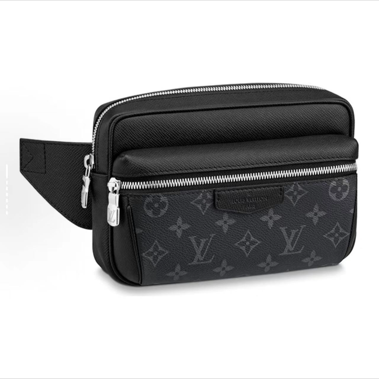 99新 LouisVuitton/路易威登 outdoor经典老花拉链腰包男 黑