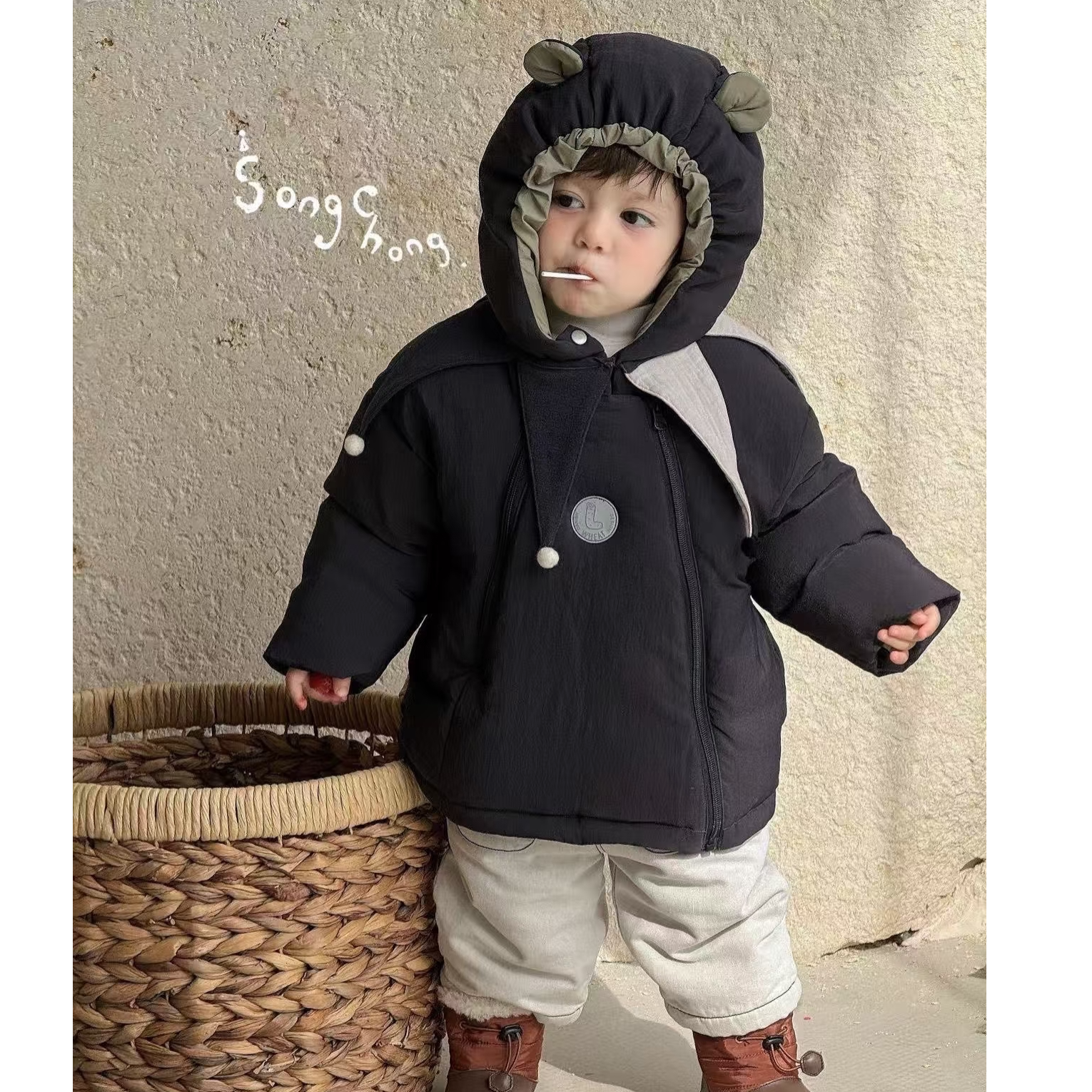 【松虫】儿童三角巾羽绒服藏蓝色