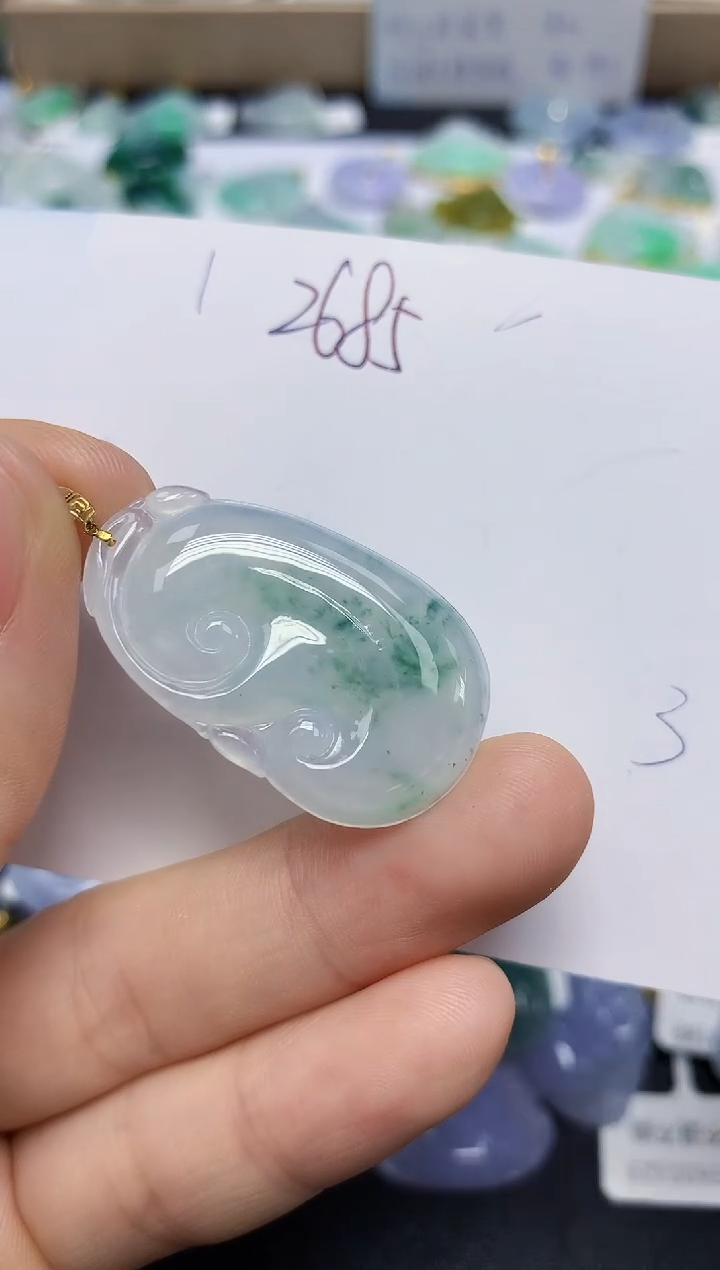 翡翠18K金镶嵌颈饰天然缅甸A货翡翠百元以上9元证书费自理