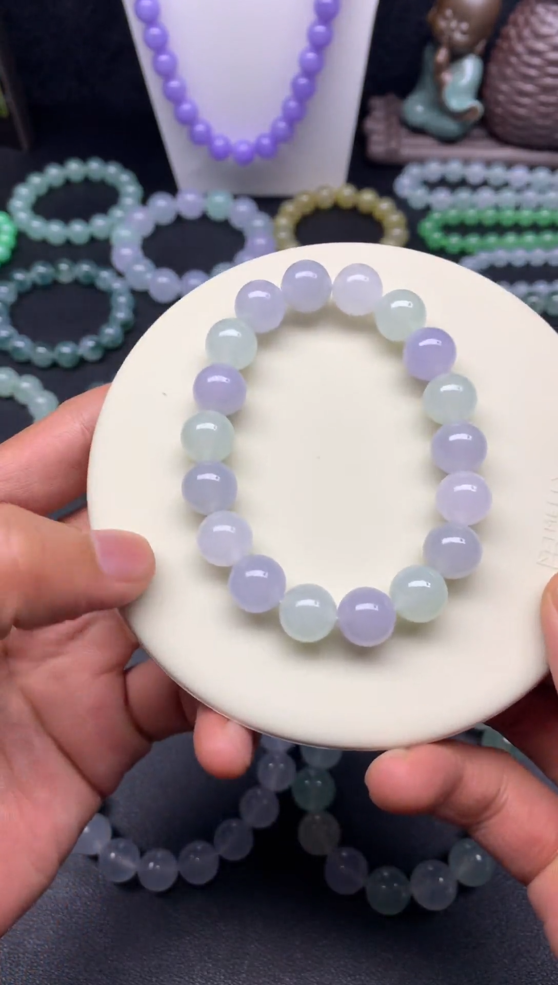 未镶嵌手链翡翠天然缅甸翡翠A货马卡龙仙女色手串卡11