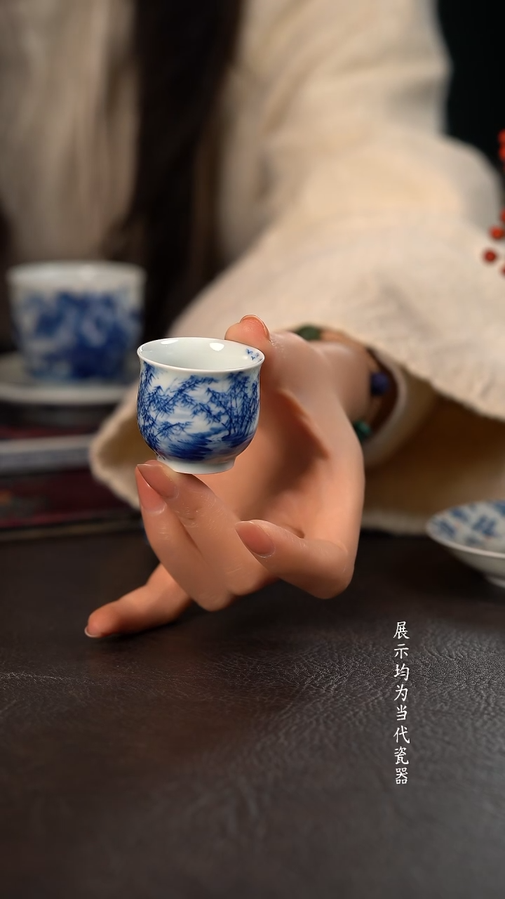 40c 厚力煊期云山水小玉兰杯 夏竹听涛 随机