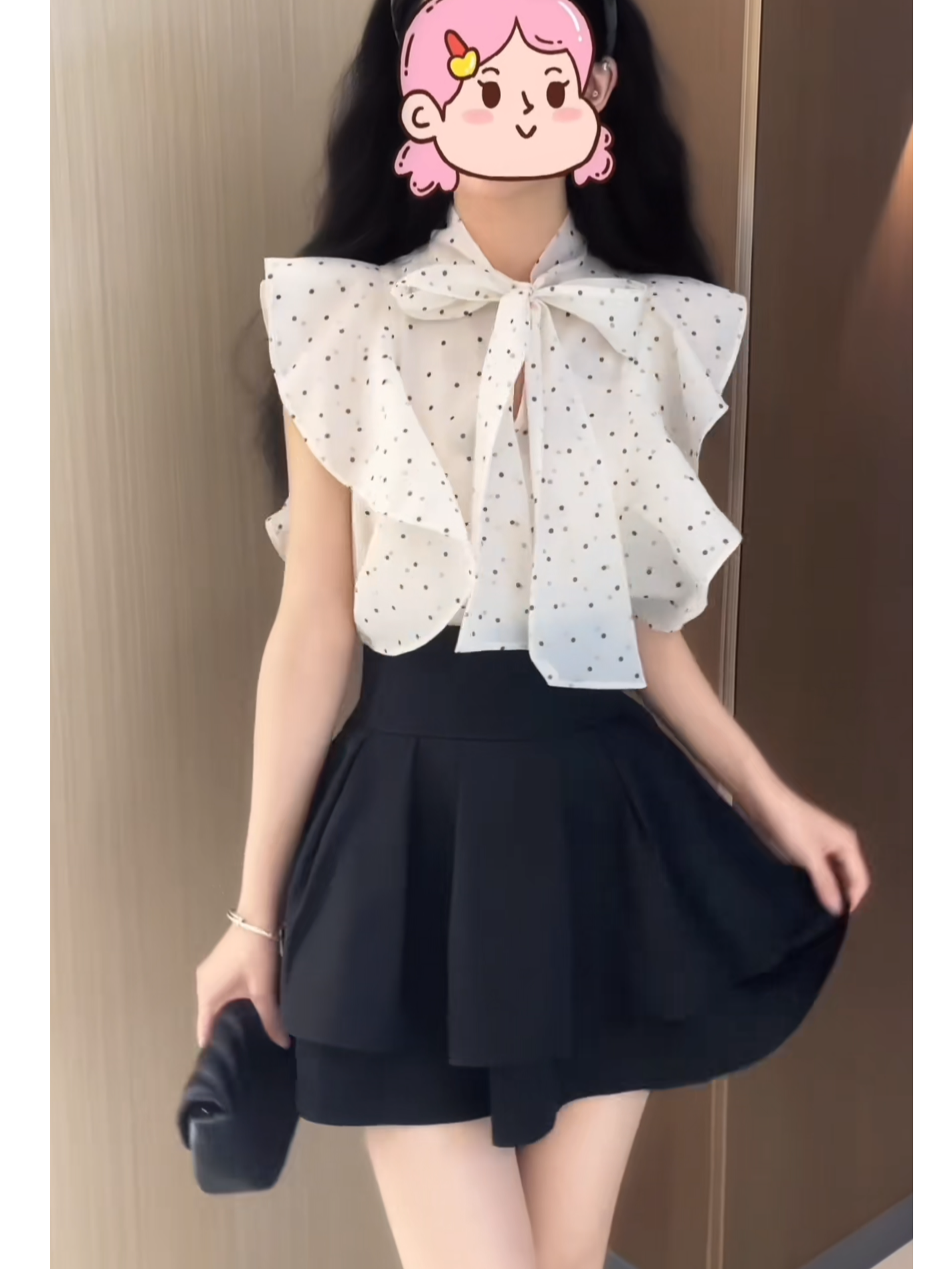 樱花妹妹     穿出漫画腿！高腰千鸟格层次感半身裙.