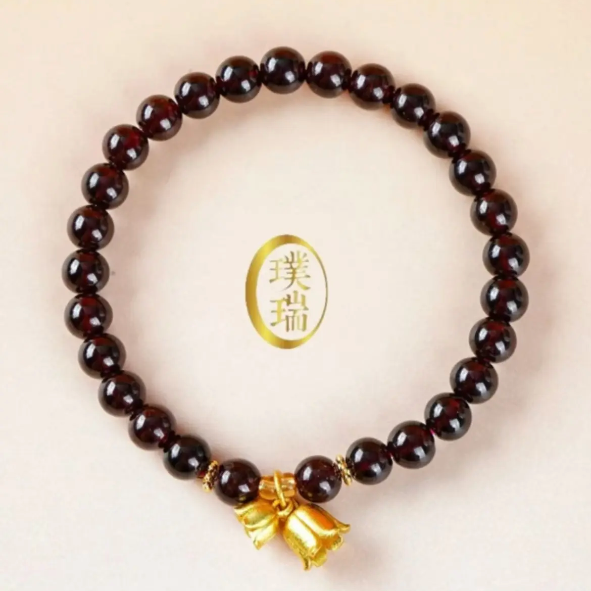 天然石榴石配铃兰花吊坠手链 多样性发—SL557