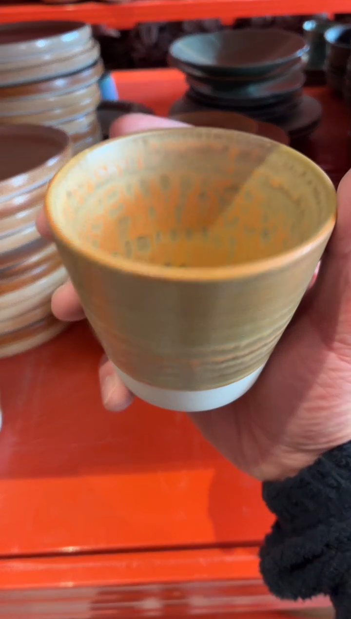 瓷片黄流沙水杯（拍一发二）