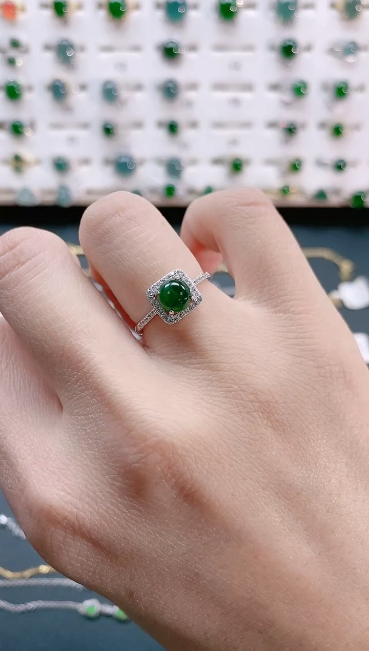 【闪购商品】翡翠戒指银S925镶嵌天然翡翠