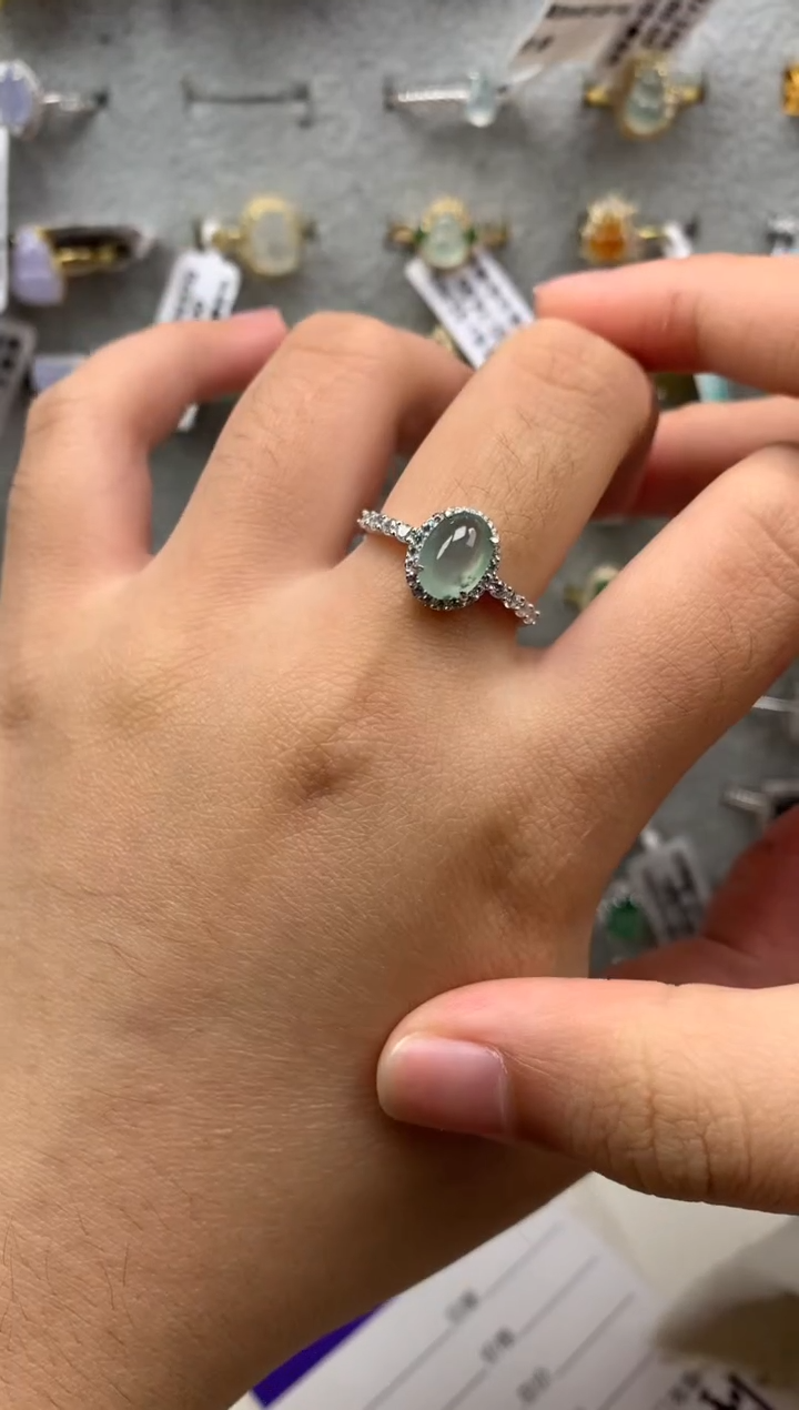 银S925镶嵌戒指翡翠7