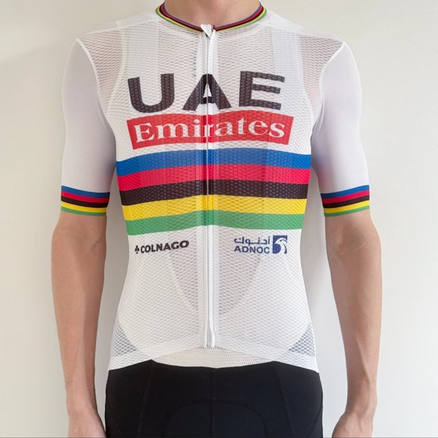 KBEB 世锦赛UAE波加查彩虹衫骑行服上衣(网眼材质略透，介意慎拍）
