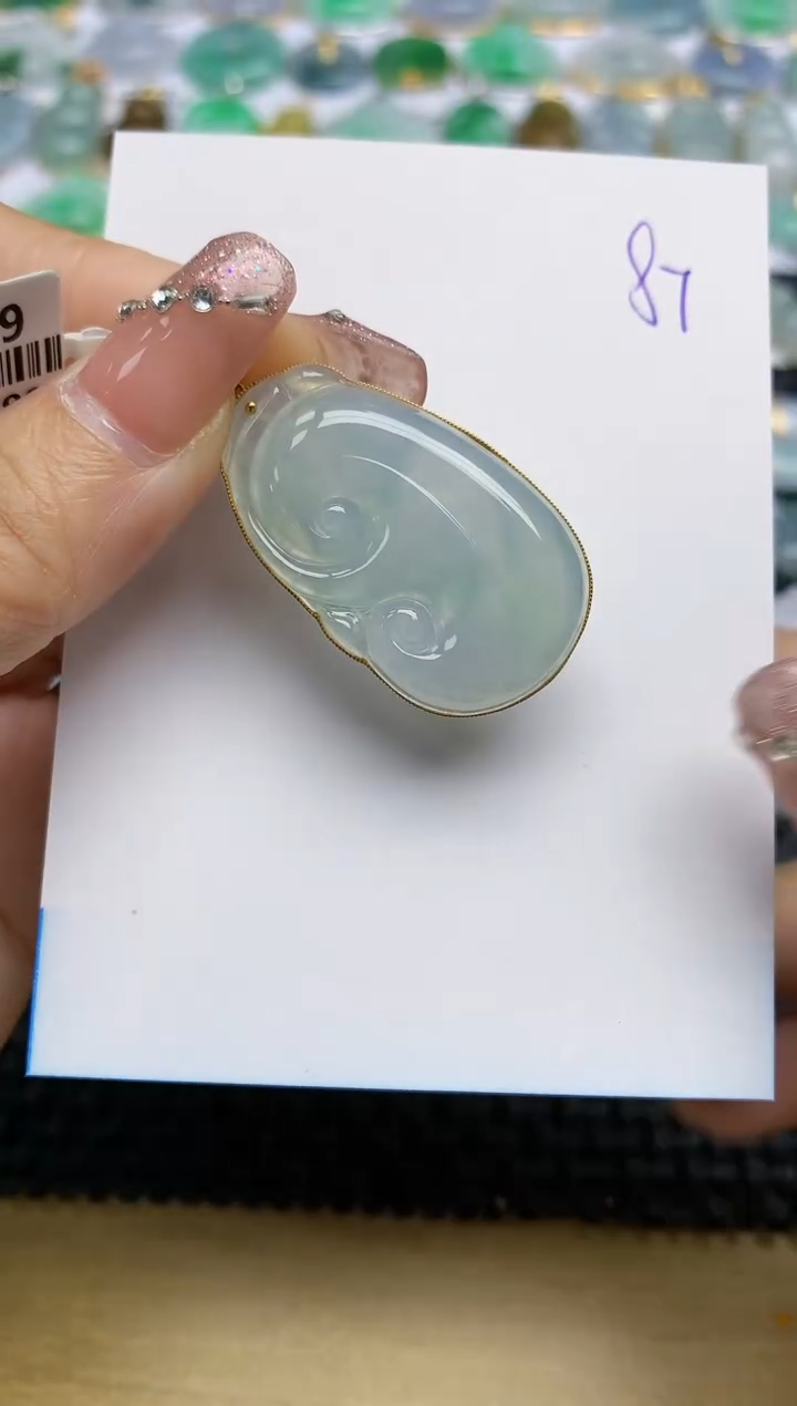 【闪购商品】翡翠颈饰18K金镶嵌天然A货翡翠 87