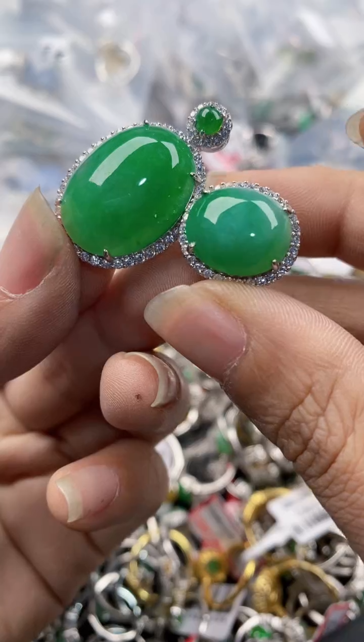 银S925镶嵌戒指翡翠1010---2