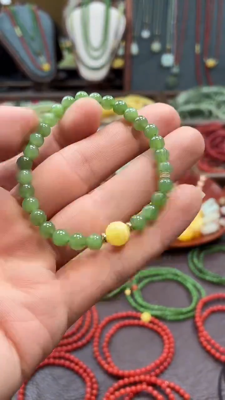 未镶嵌手串和田玉（碧玉）多样性发货任发其一