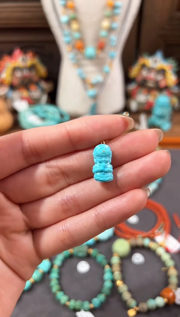 【闪购商品】绿松石提溜18K金镶嵌绿松石提溜