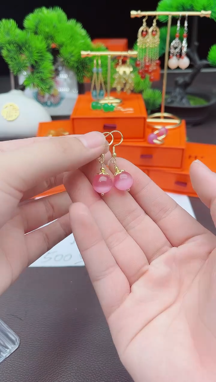 【闪购商品】玛瑙/玉髓耳钉银S925镶嵌301000