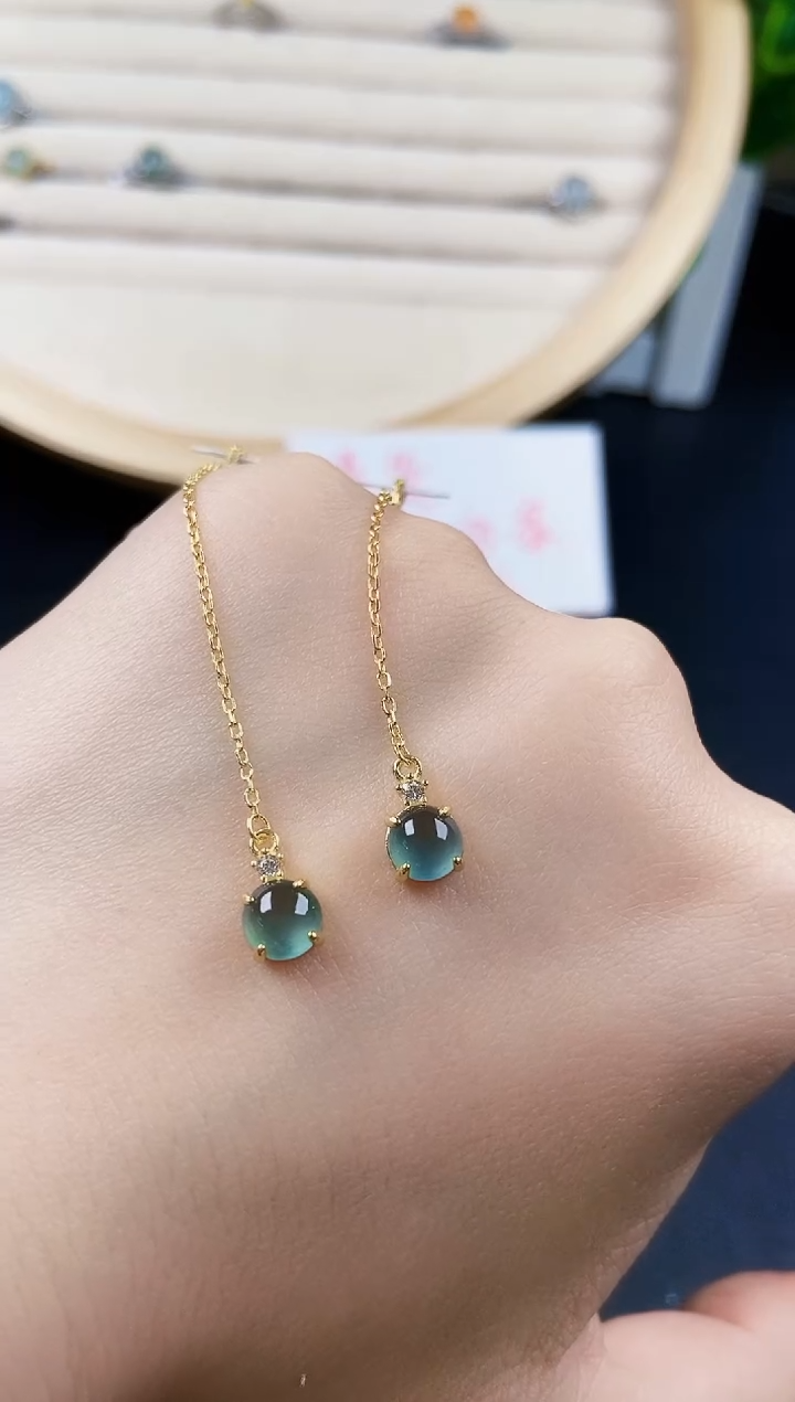 【闪购商品】翡翠耳饰银S925镶嵌120120120