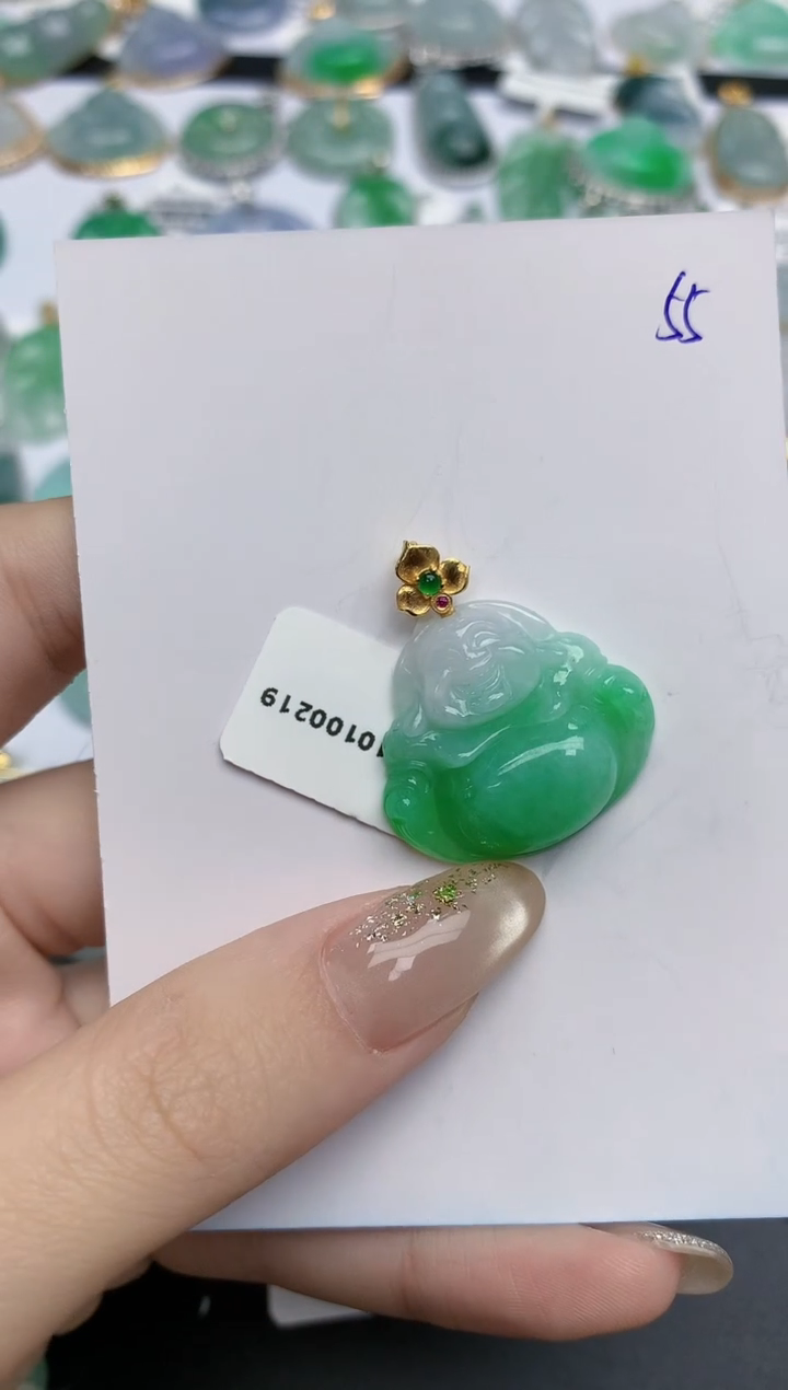 【闪购商品】翡翠颈饰18K金镶嵌 天然缅甸翡翠A货