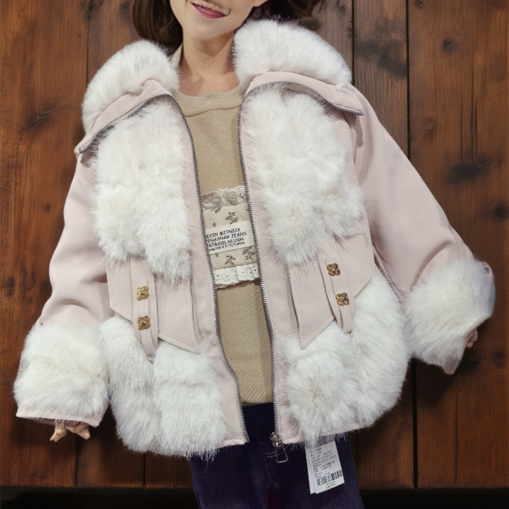 冬季B类拉链中国风厚款翻领皮衣夹克外套童装轻奢