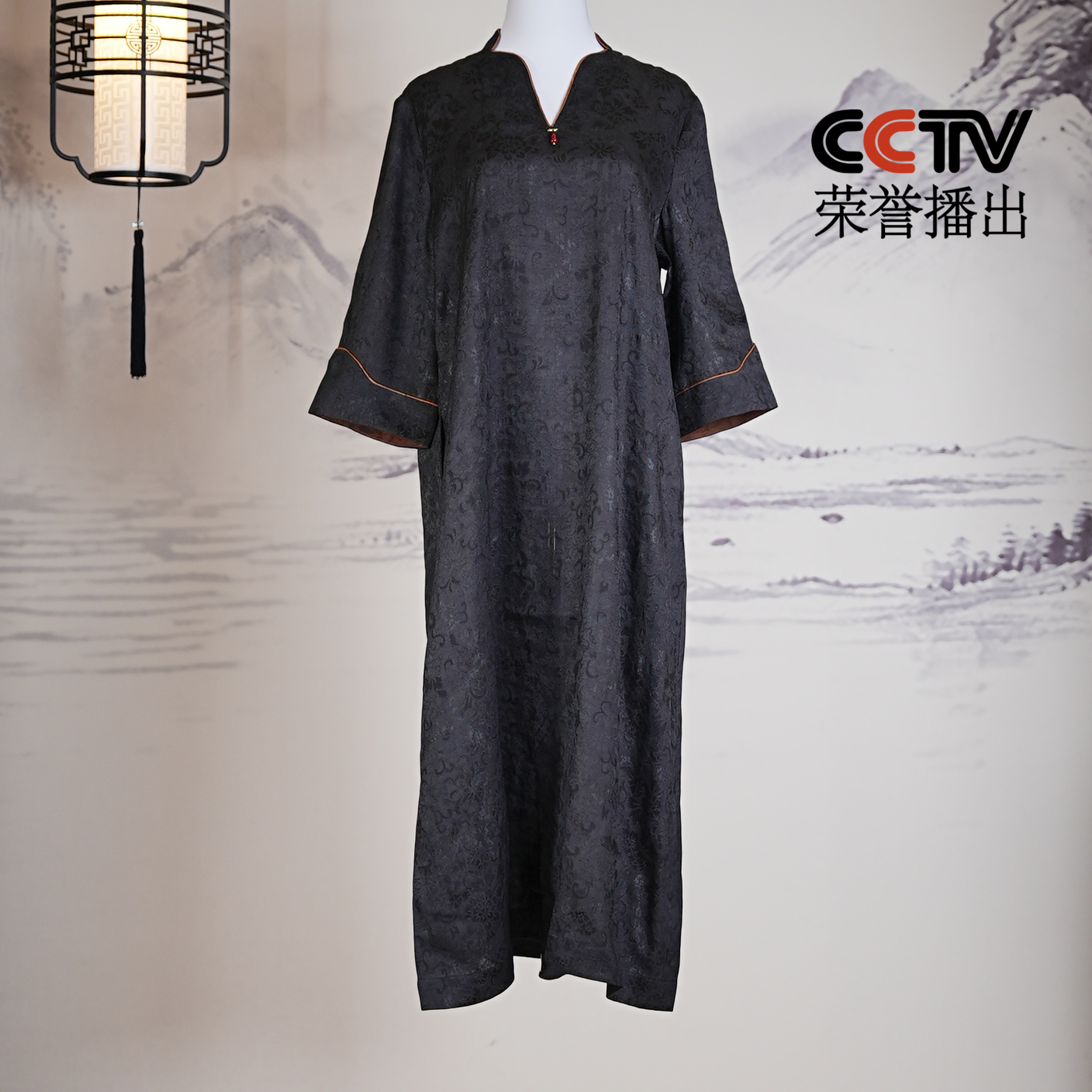 萧娘【凝夜】四经绞罗香云纱桑蚕丝宽松连衣裙百搭新中式中国风1424