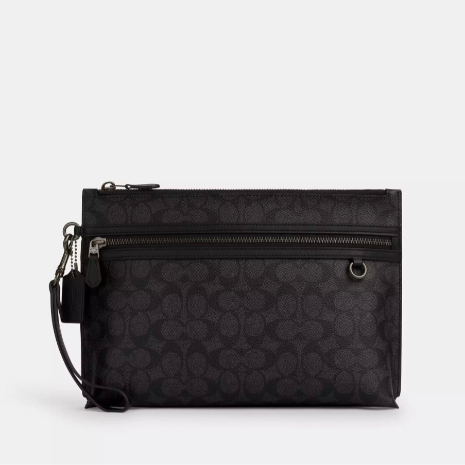 COACH/蔻驰男士黑灰 手包       30cm*20cm*5cm  