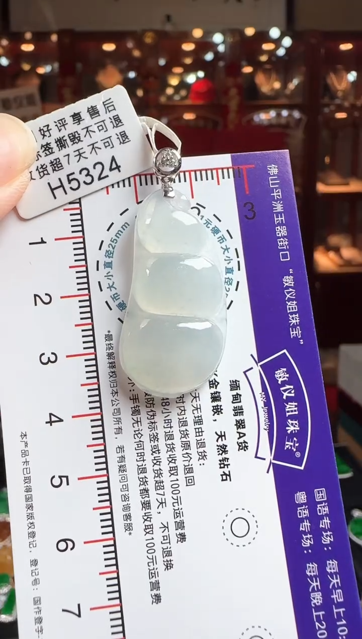 翡翠18K金镶嵌颈饰H5324冰豆