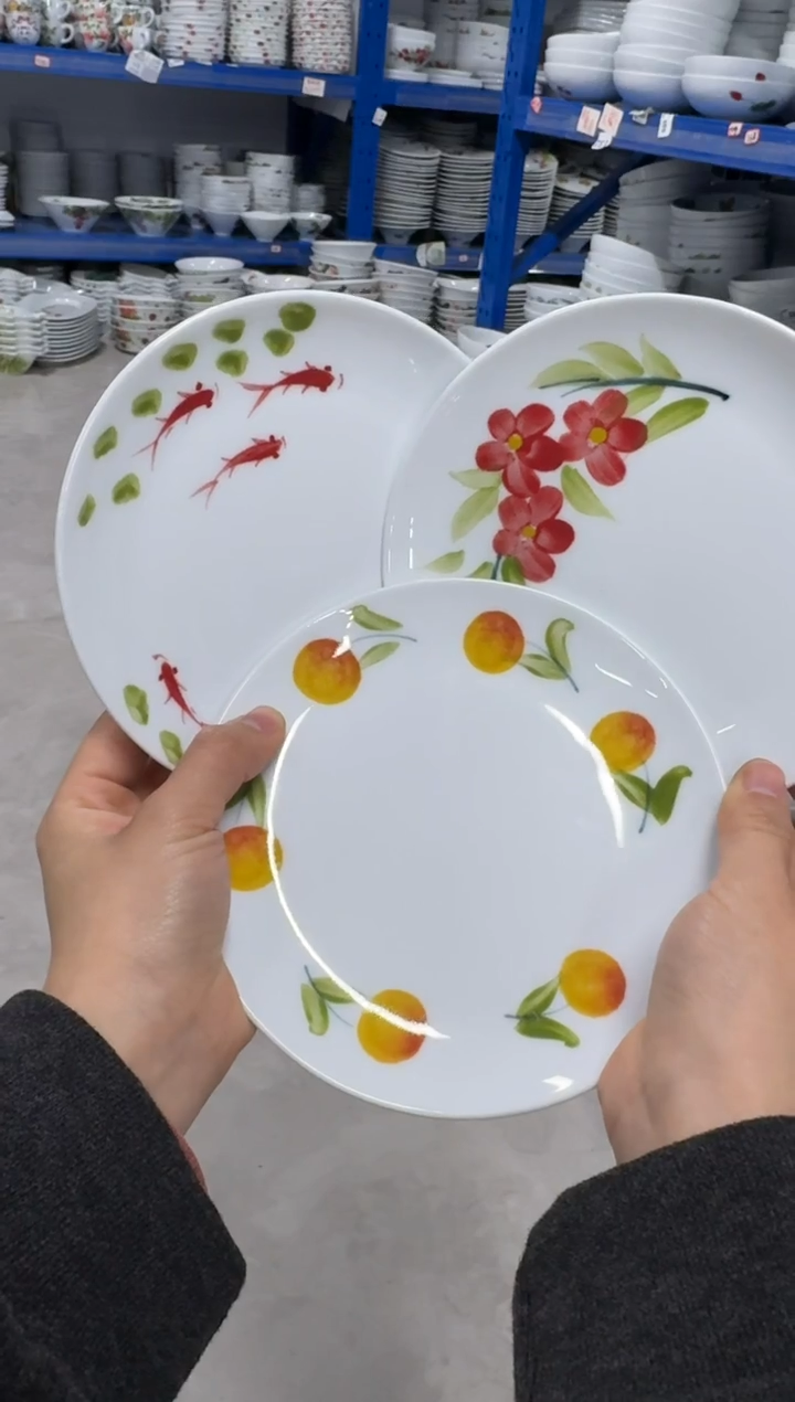 景德镇高温陶瓷食品级手绘釉中彩-6寸骨碟3个