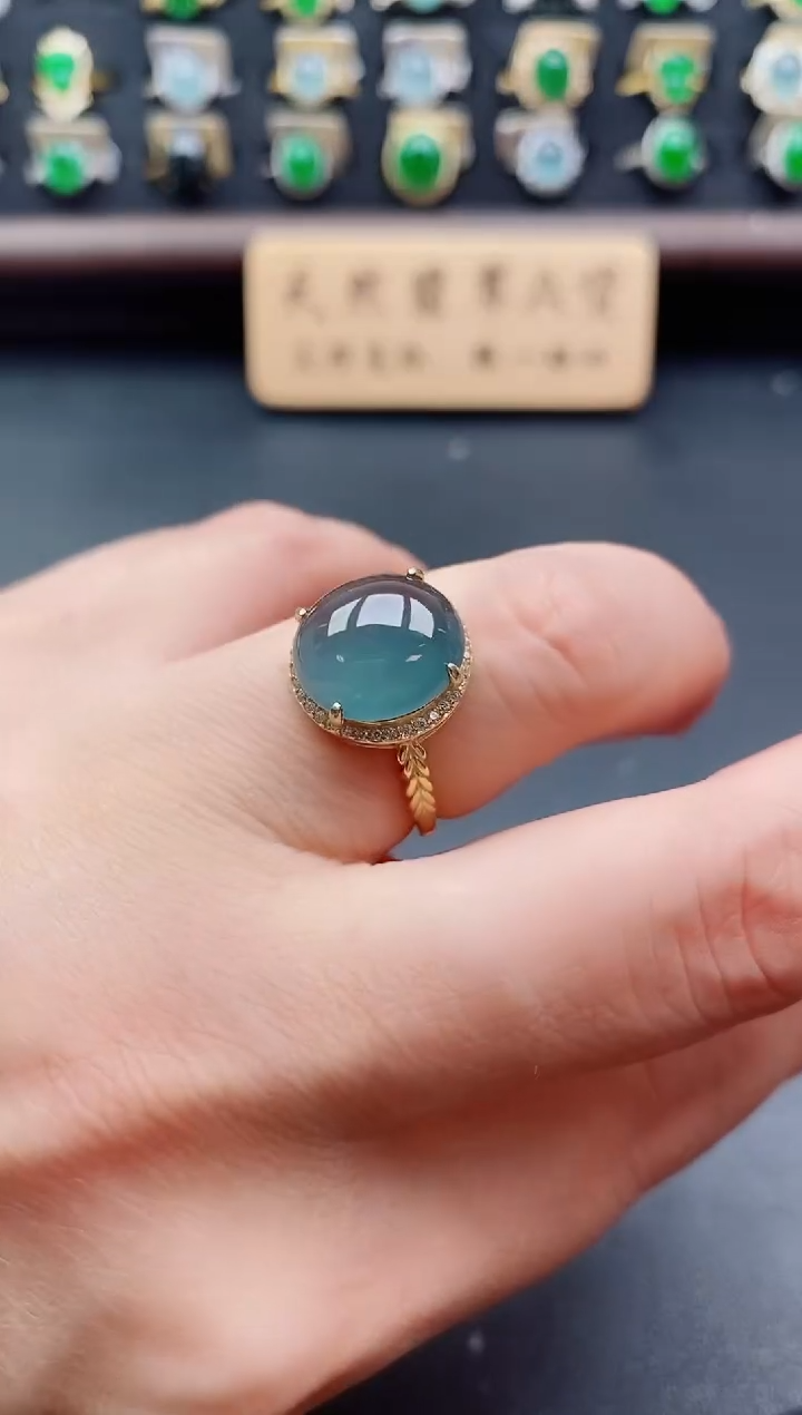 银S925镶嵌戒指翡翠1