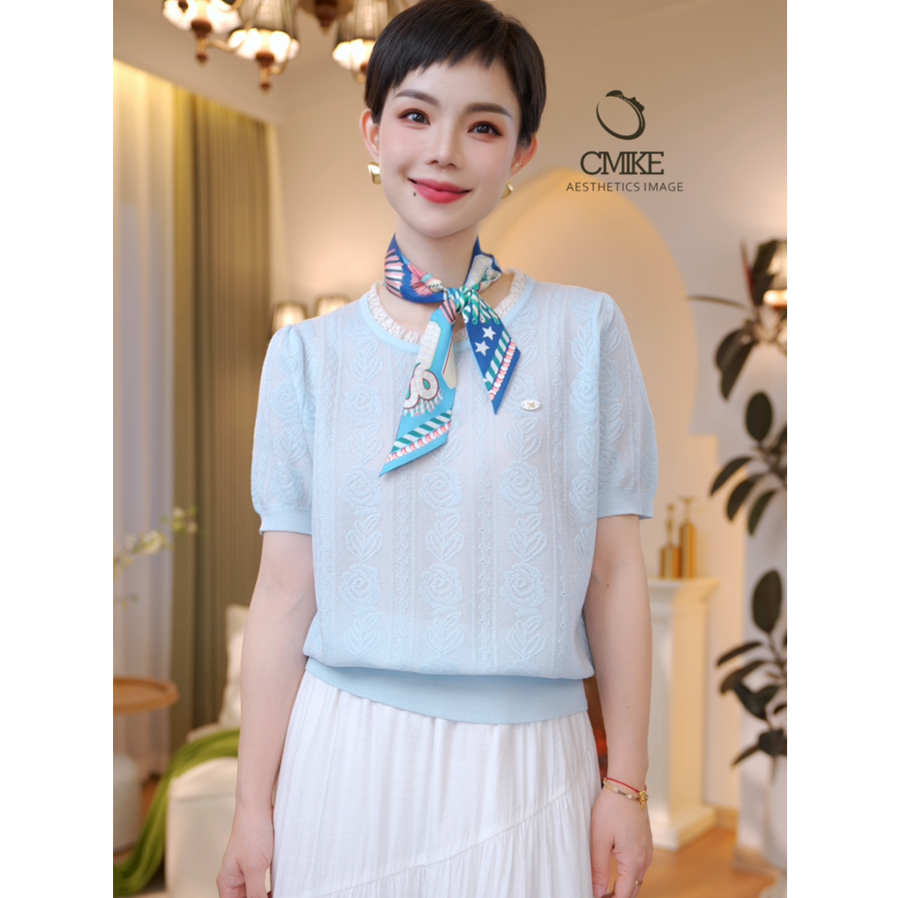 【蜜客原创】时尚轻奢小众设计感减龄蕾丝领针织毛衫2502M000318