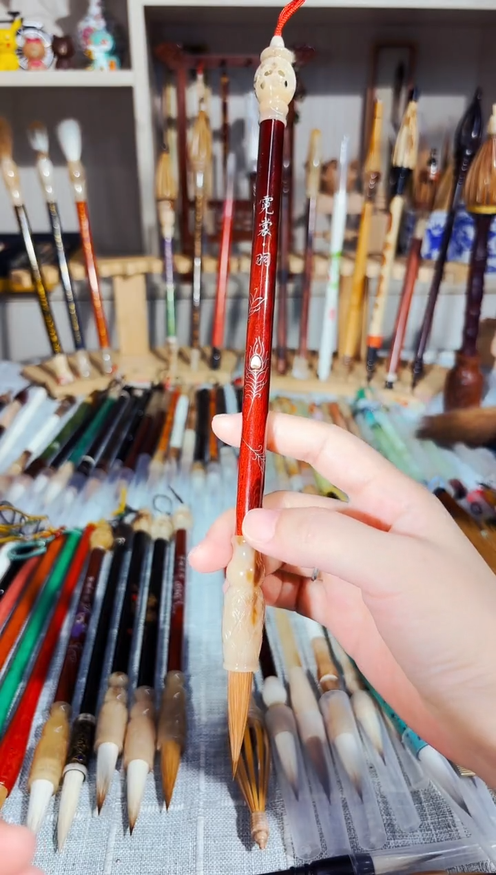 5号 红檀牛角纯狼毫出锋3.7（清水试笔）