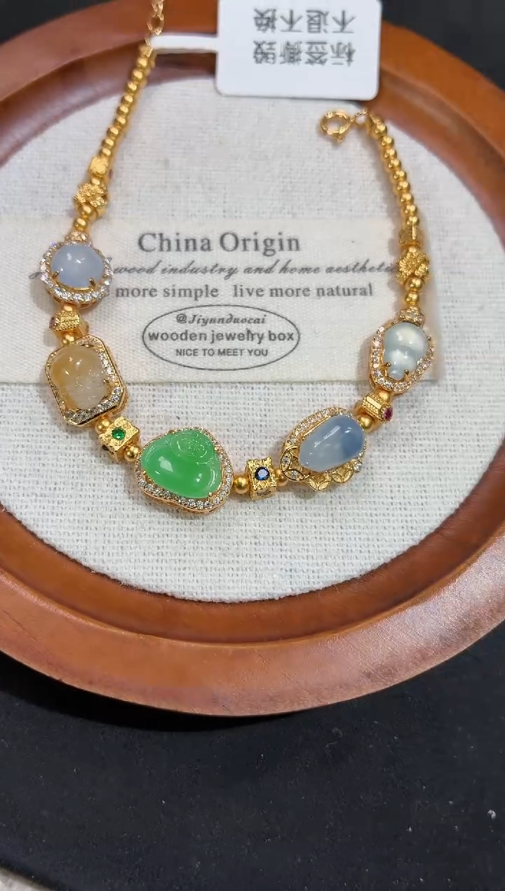 吊坠(不含链)银S925镶嵌翡翠手链