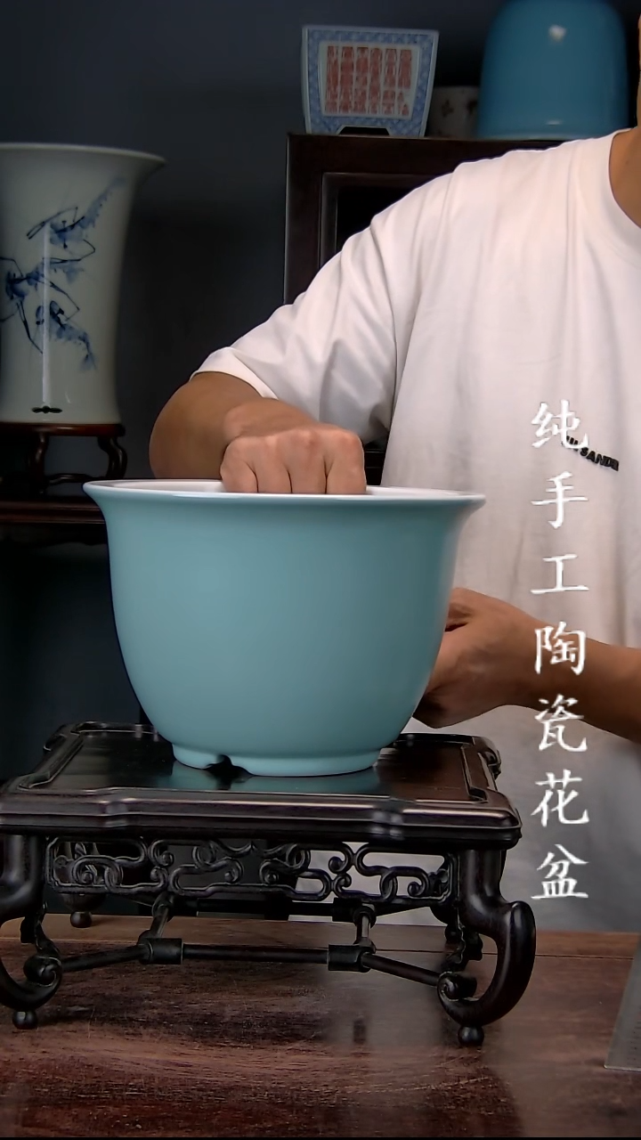 景德镇陶瓷 手工花盆