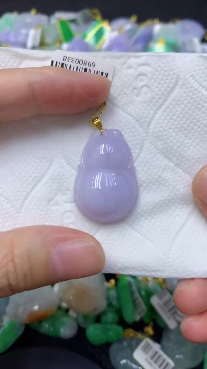 颈饰18K金镶嵌翡翠天然缅甸翡翠A货