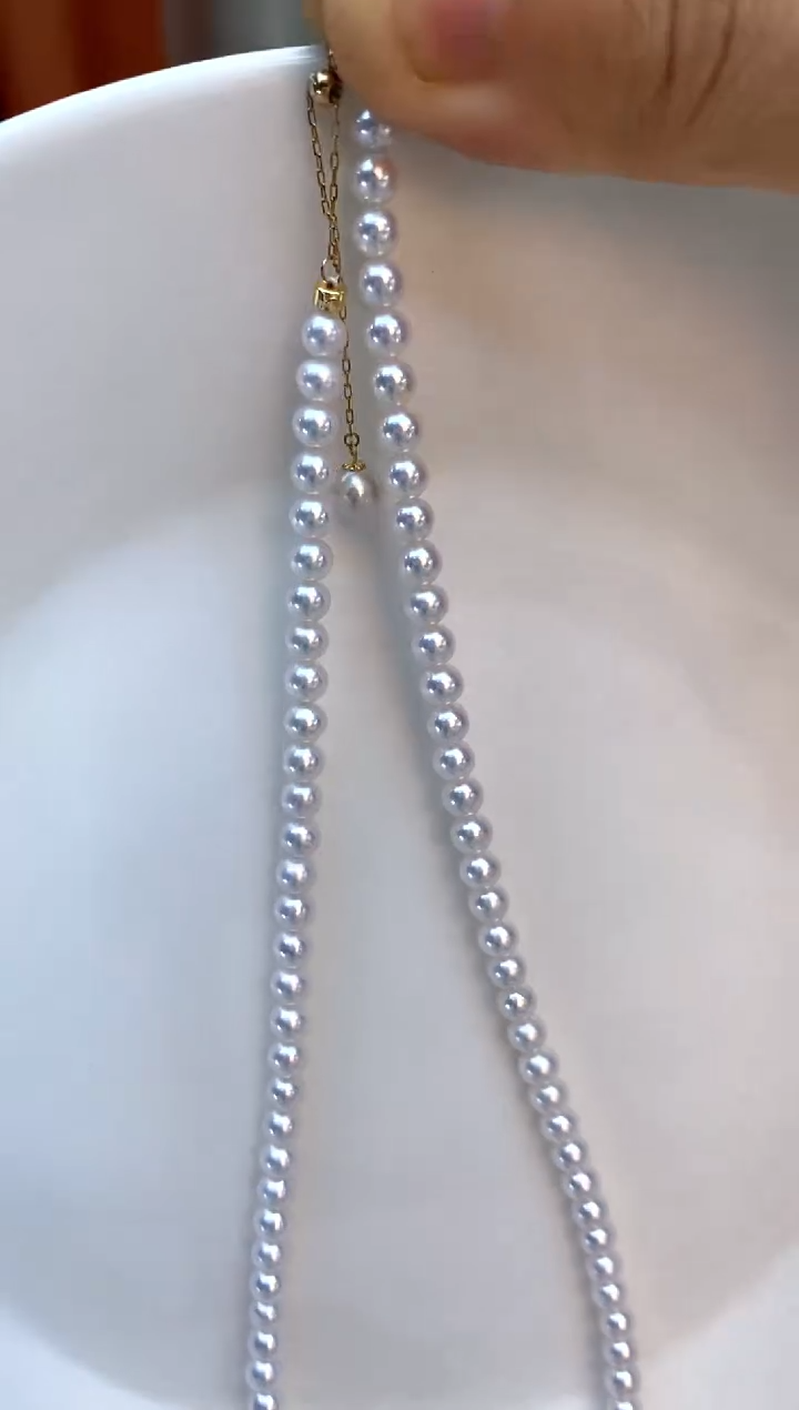 【闪购商品】淡水珍珠项链18K金镶嵌4-5
