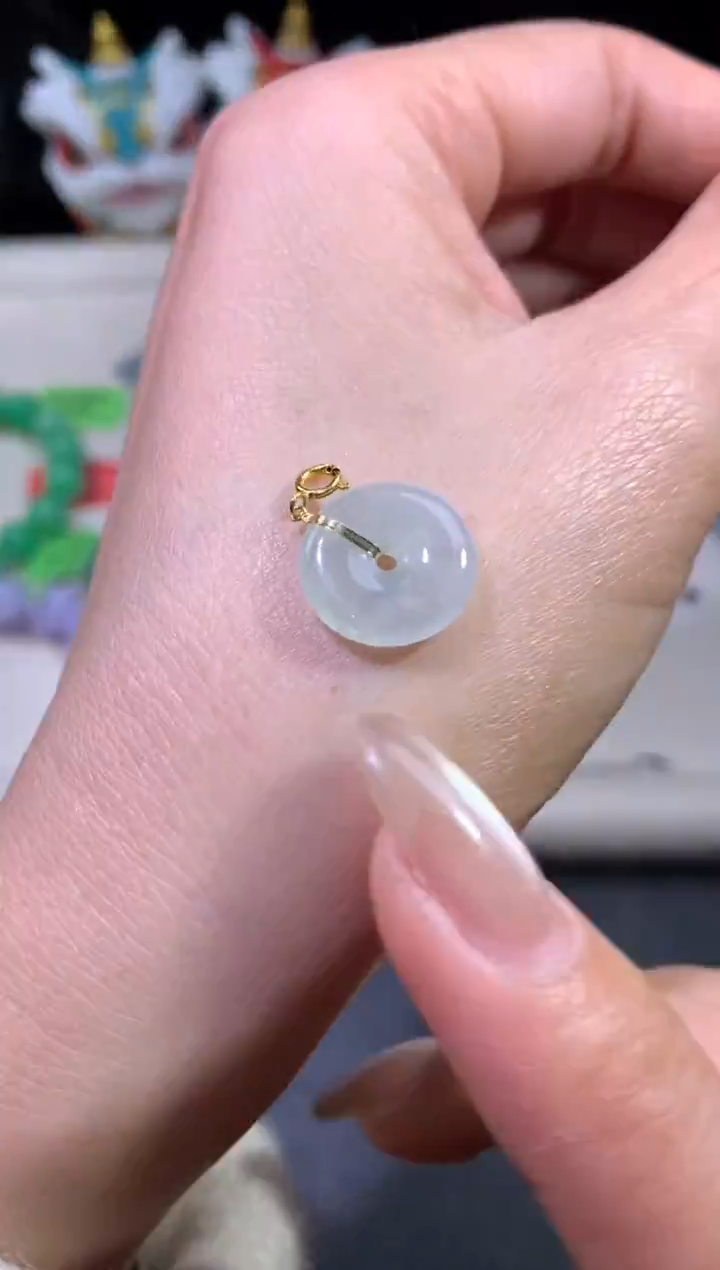 吊坠(不含链)18K金镶嵌翡翠翡翠