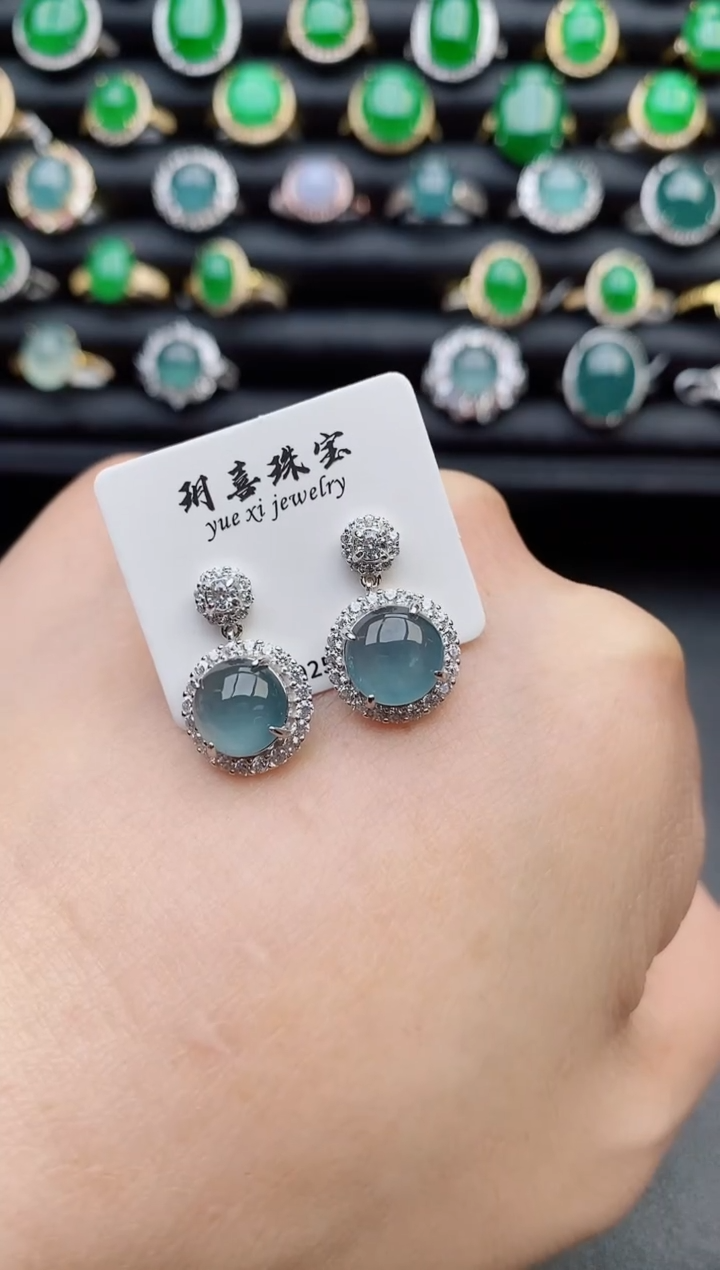 【闪购商品】翡翠耳饰银S925镶嵌50880