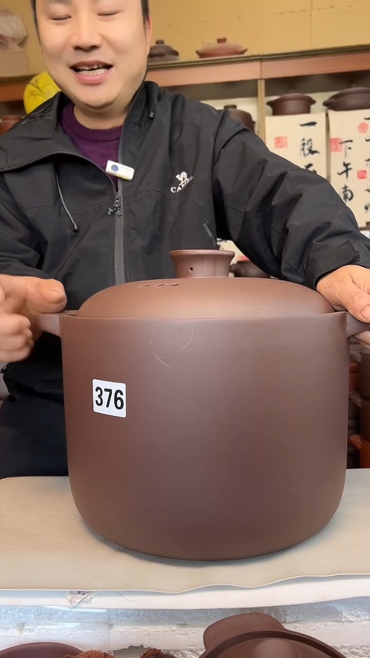 宜兴紫砂微瑕12升筒锅紫泥  376