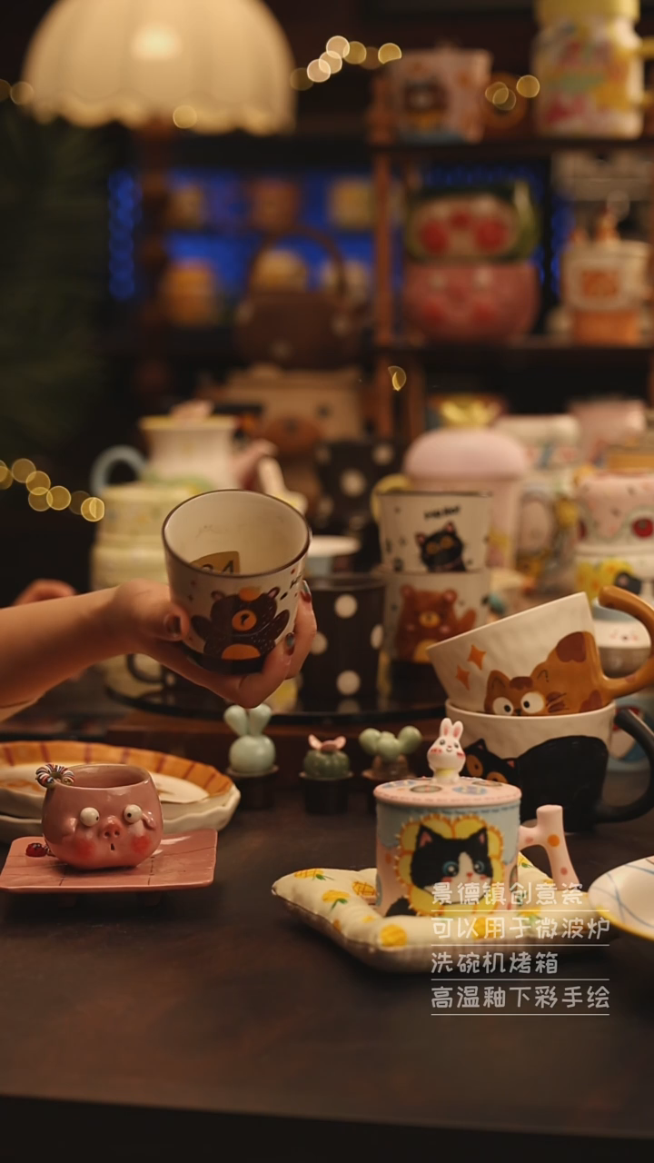 陶瓷景德镇可爱陶瓷釉下彩绘设计师款