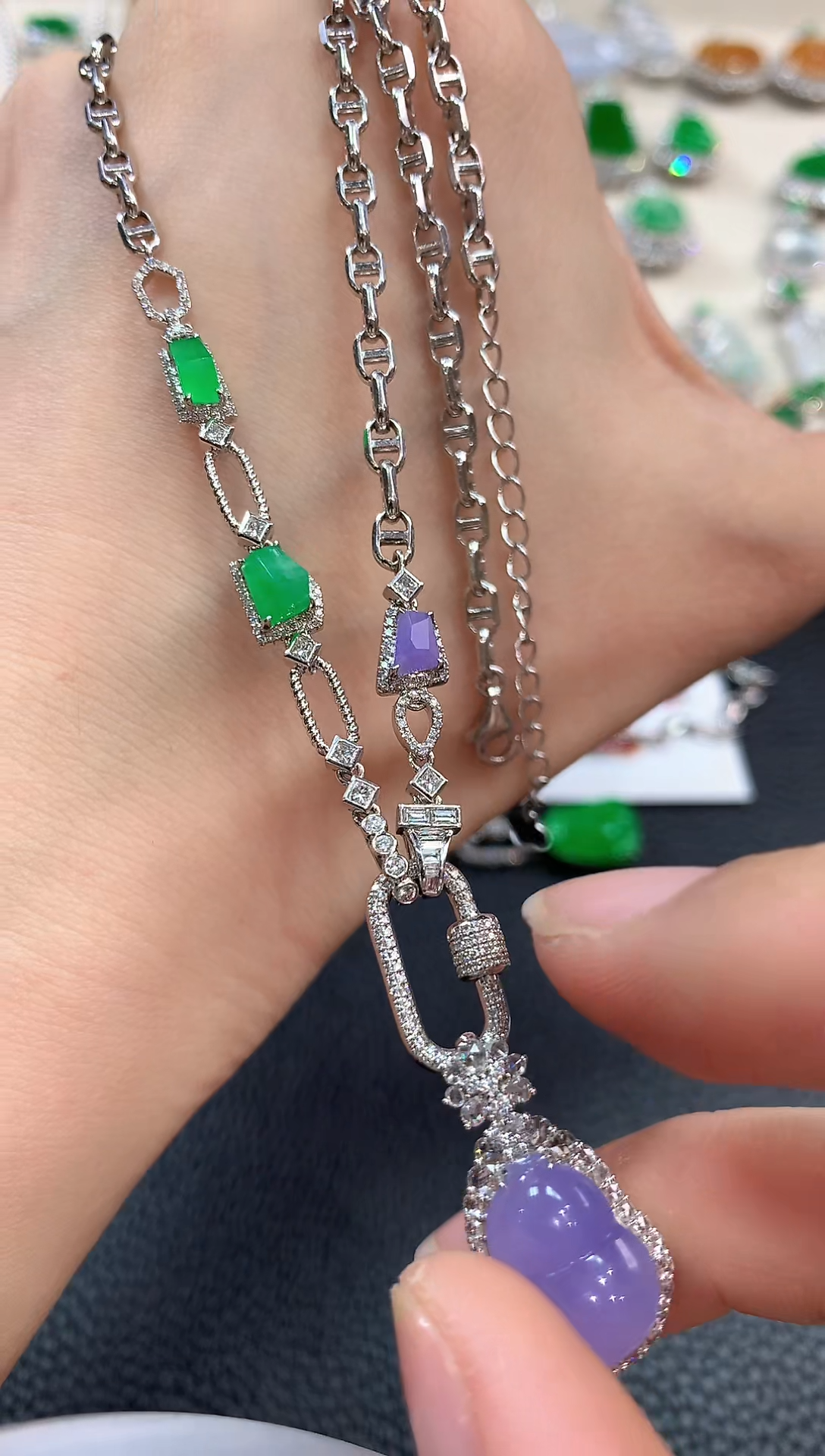 【闪购商品】翡翠项链18K金镶嵌m108不退换不含吊坠