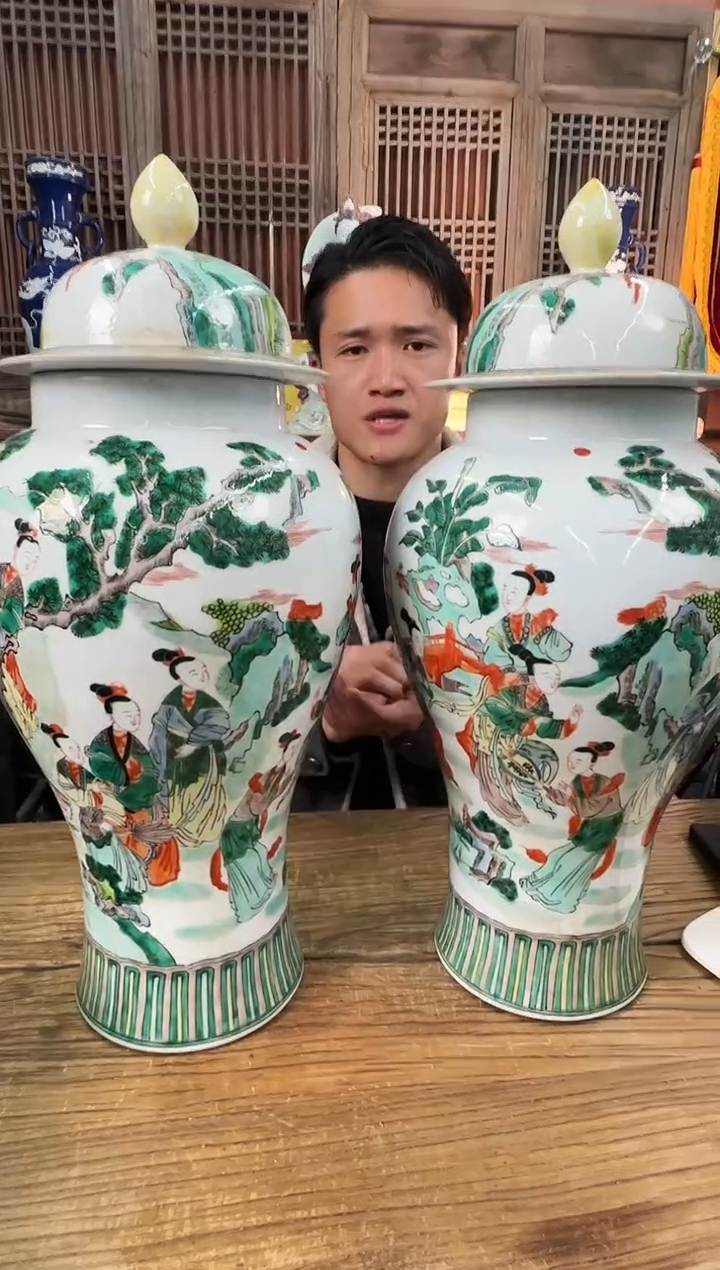 【闪购商品】摆件陶瓷 摆件 琴棋书画 将军罐一对