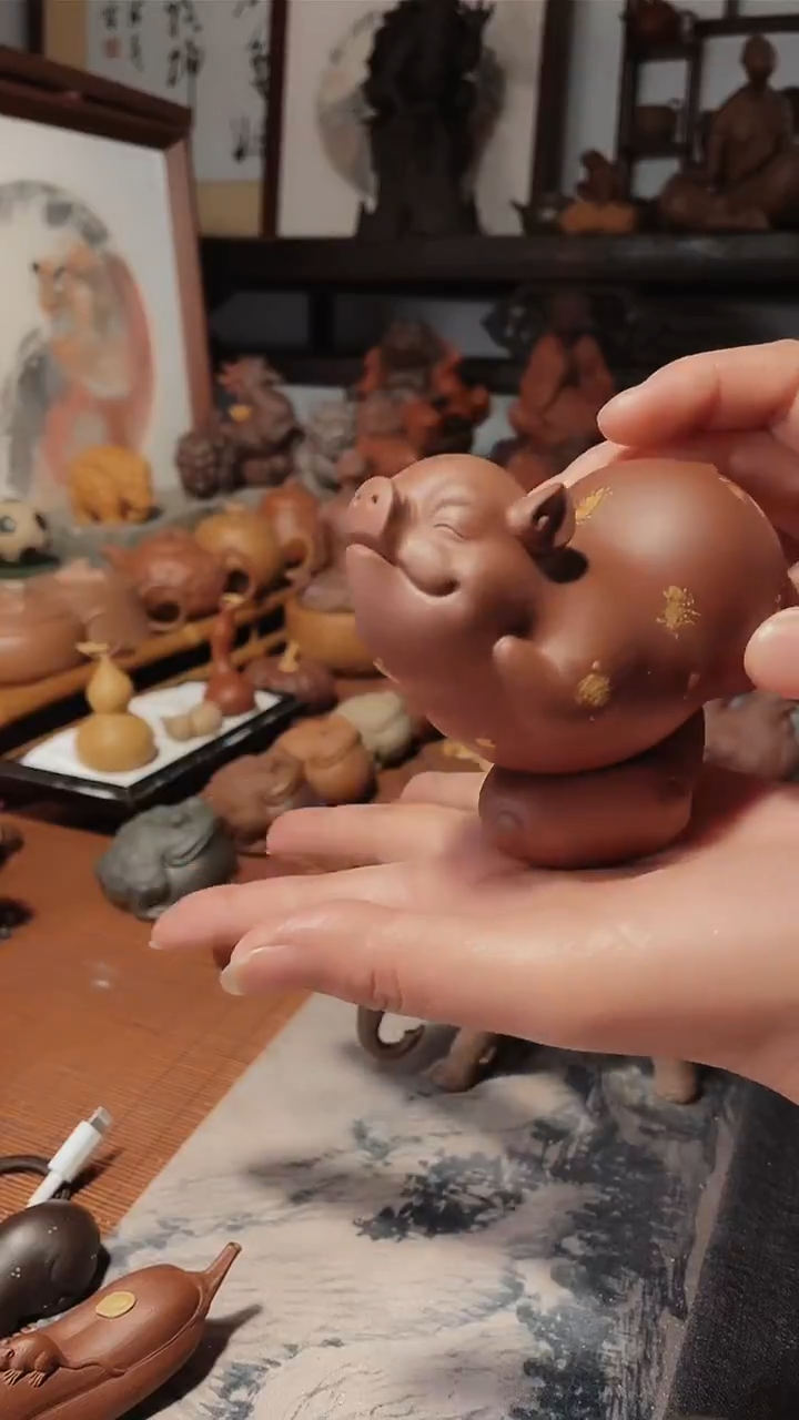 紫砂茶宠欢*紫砂茶宠把件摆件