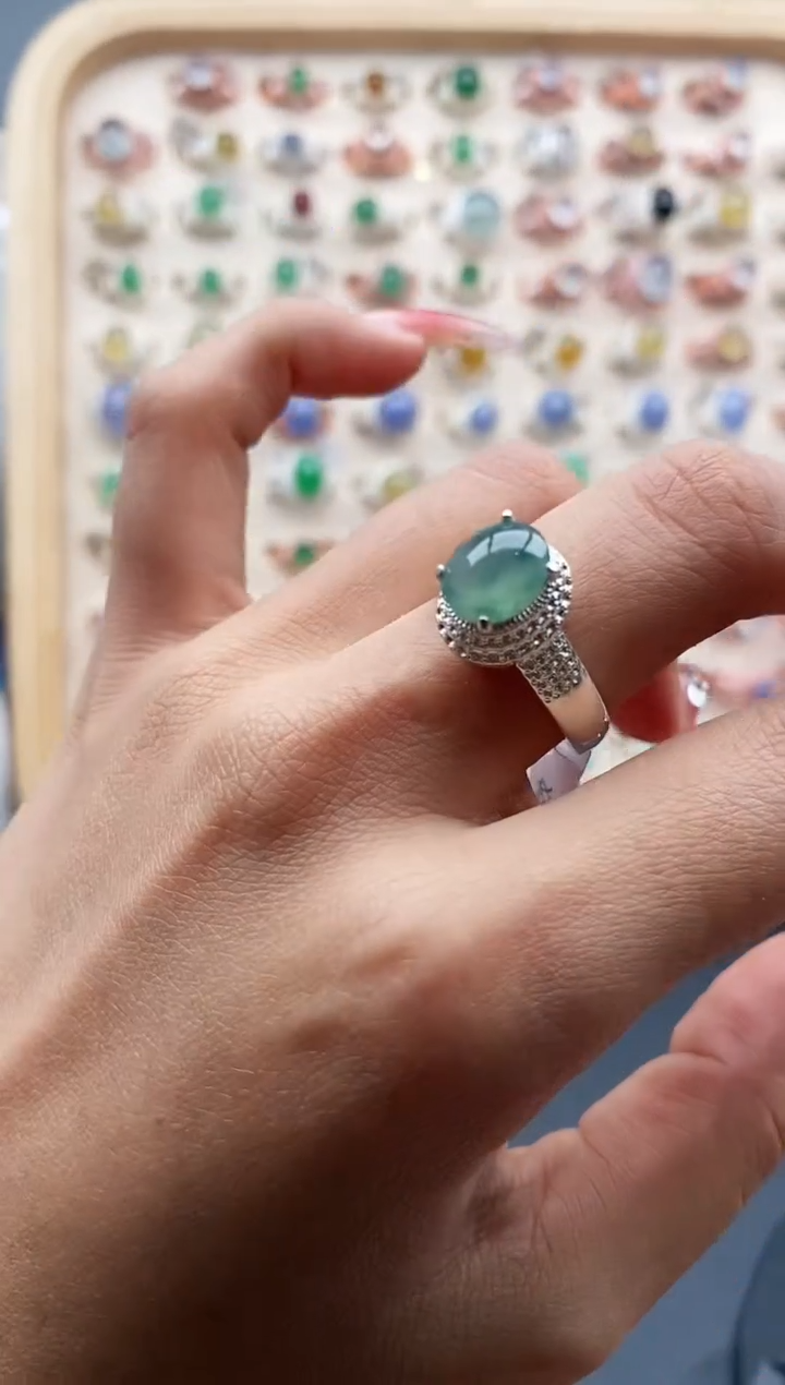 【闪购商品】翡翠戒指未镶嵌缅甸天然A货翡翠333   5-3