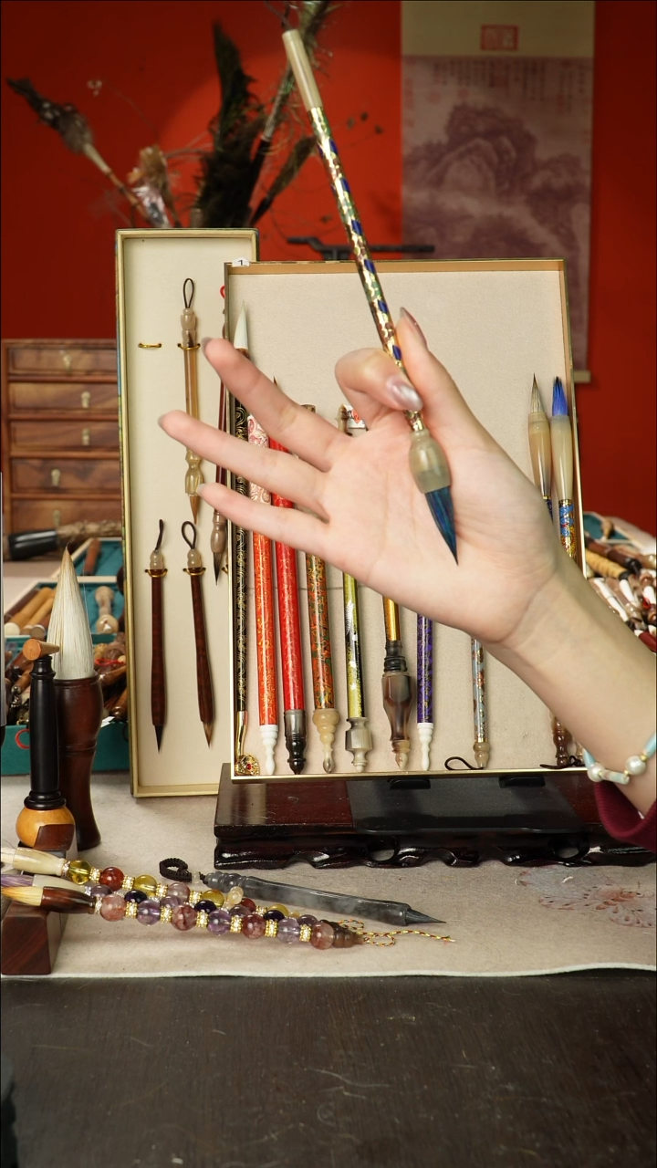 110号闪孤品高货毛笔链接 清水试笔 蘸墨不退