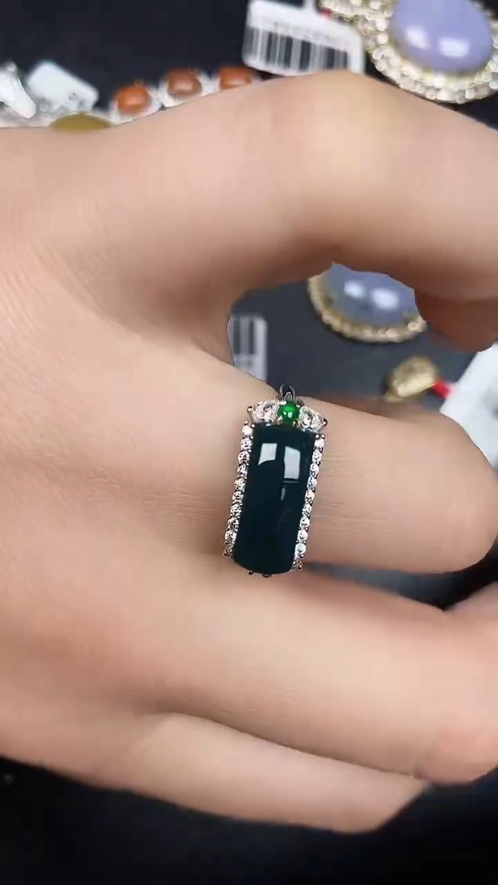 银S925镶嵌戒指翡翠1540