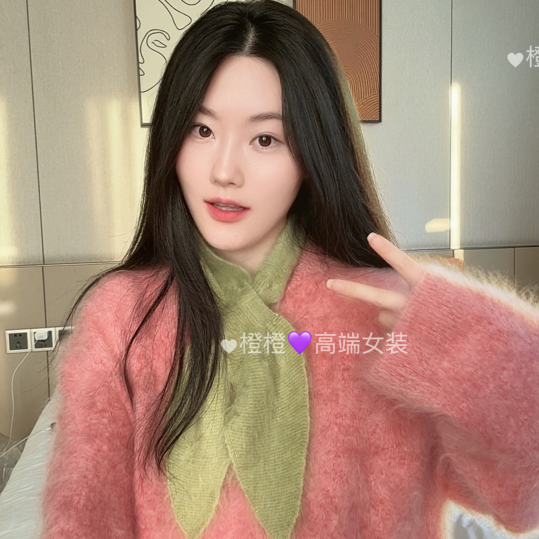 小绿围巾羊绒拉绒