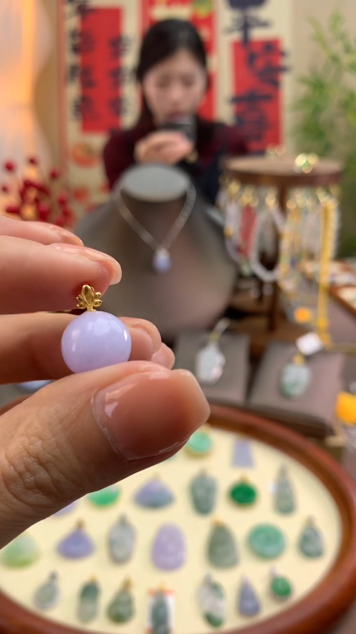 【闪购商品】翡翠颈饰18K金镶嵌珠子