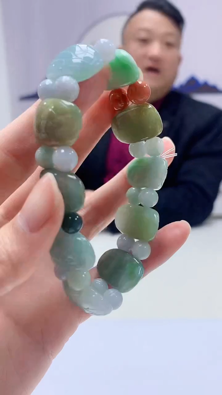 【闪购商品】定制翡翠未镶嵌4969zm-毛货手串75