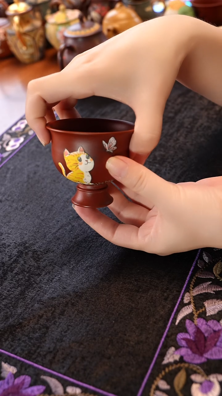茶壶紫砂大红袍猫咪杯