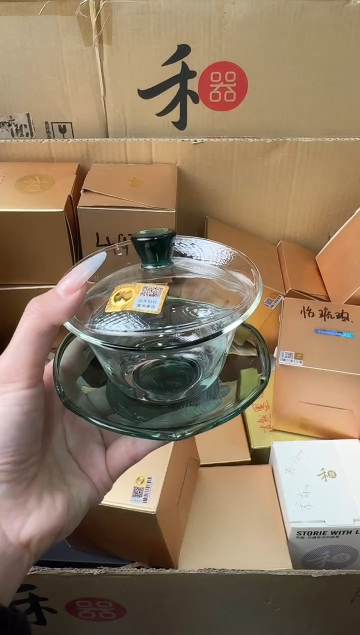 【闪购商品】@@禾器荷叶盖碗墨绿色（无盒）