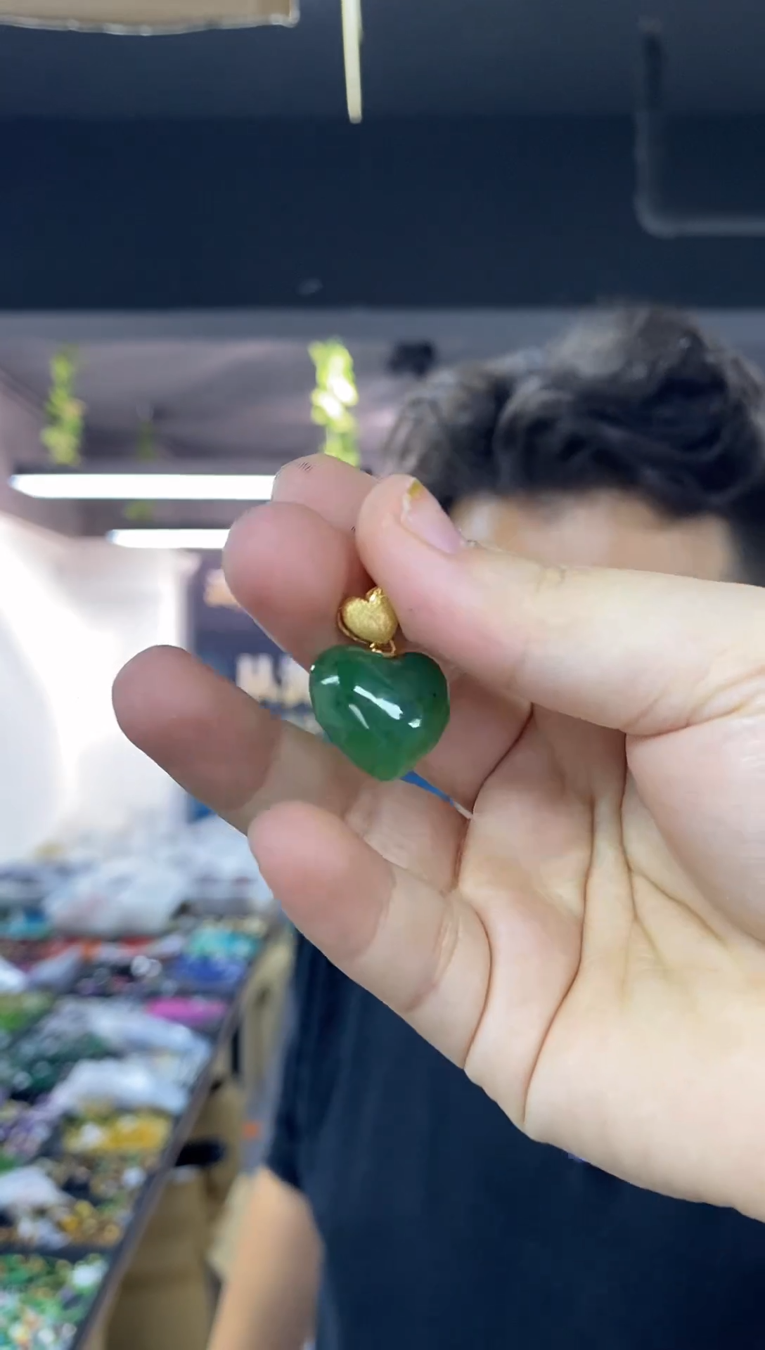 颈饰银S925镶嵌和田玉（碧玉）多样性发其一颜色微差