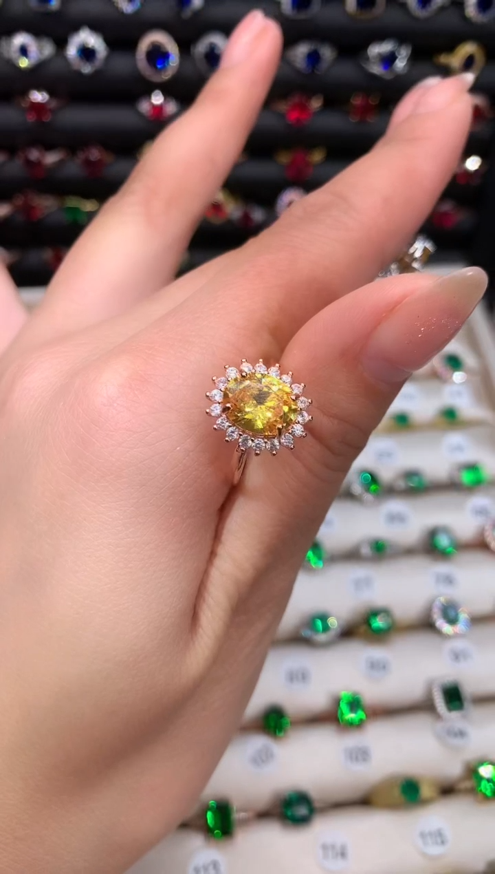 【闪购商品】水晶戒指银S925镶嵌810黄水晶