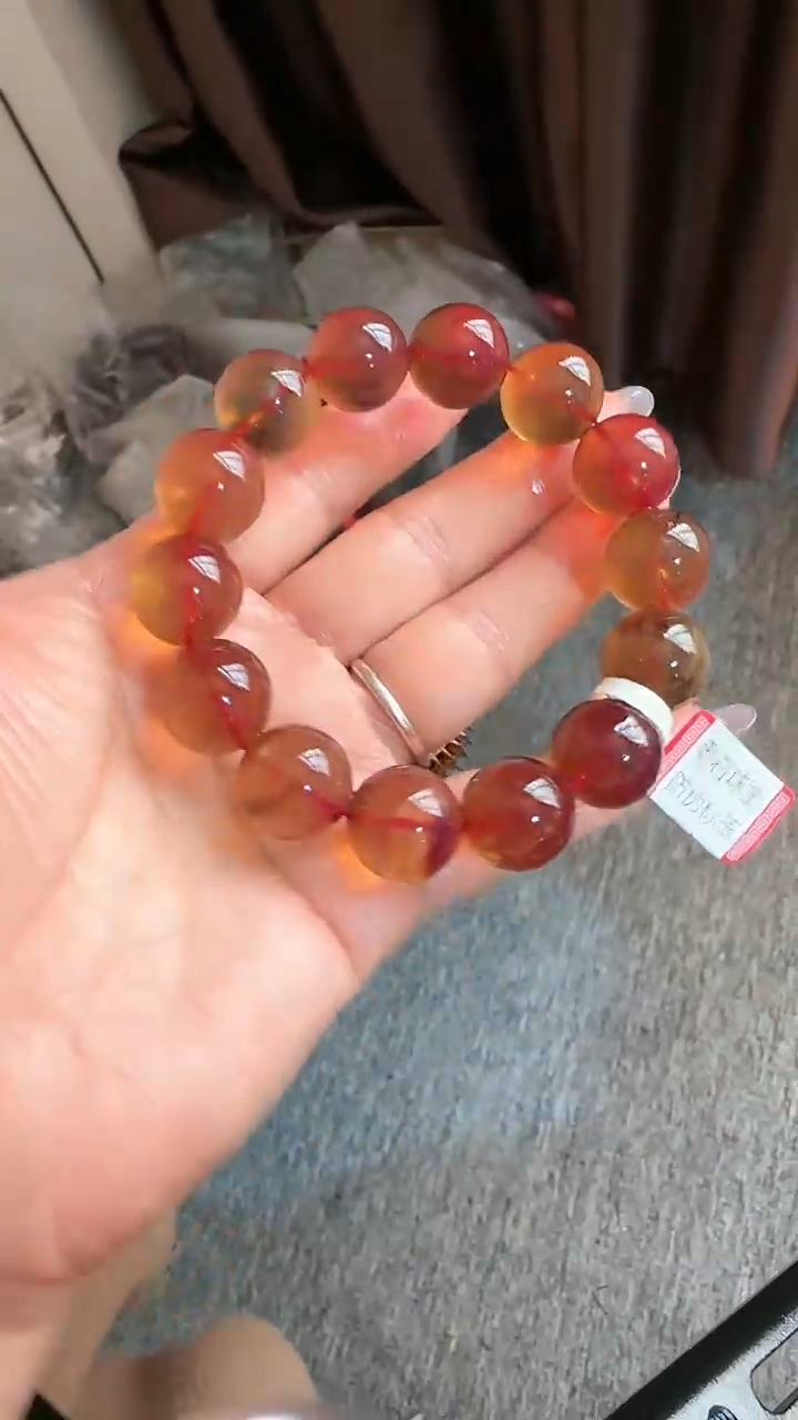 【闪购商品】琥珀手链未镶嵌规格16血紫红蜜手串#38