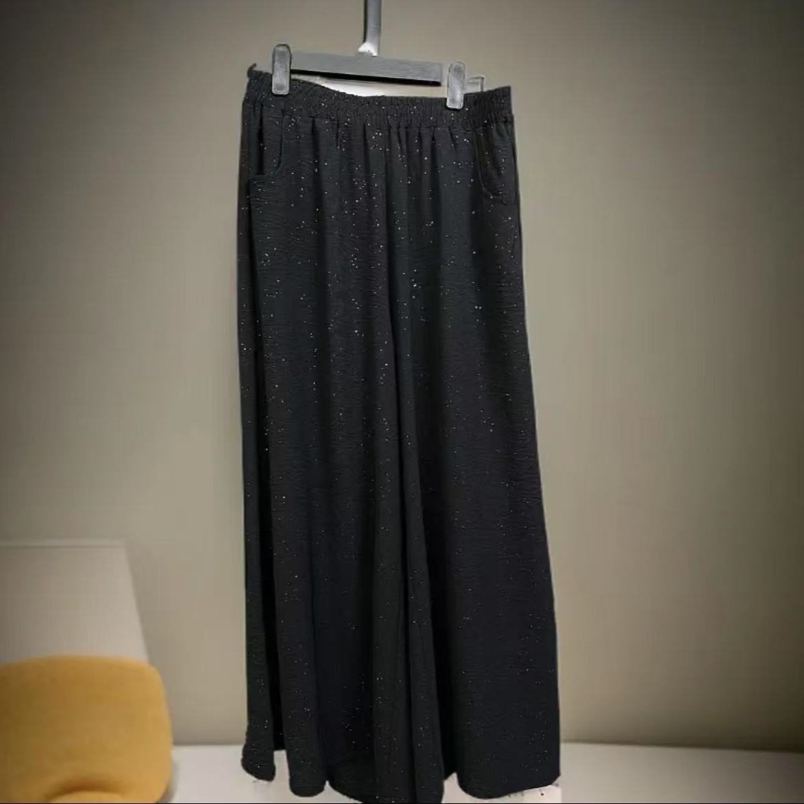 548黑色大码阔腿裤夏季新款高腰显瘦休闲阔腿裤